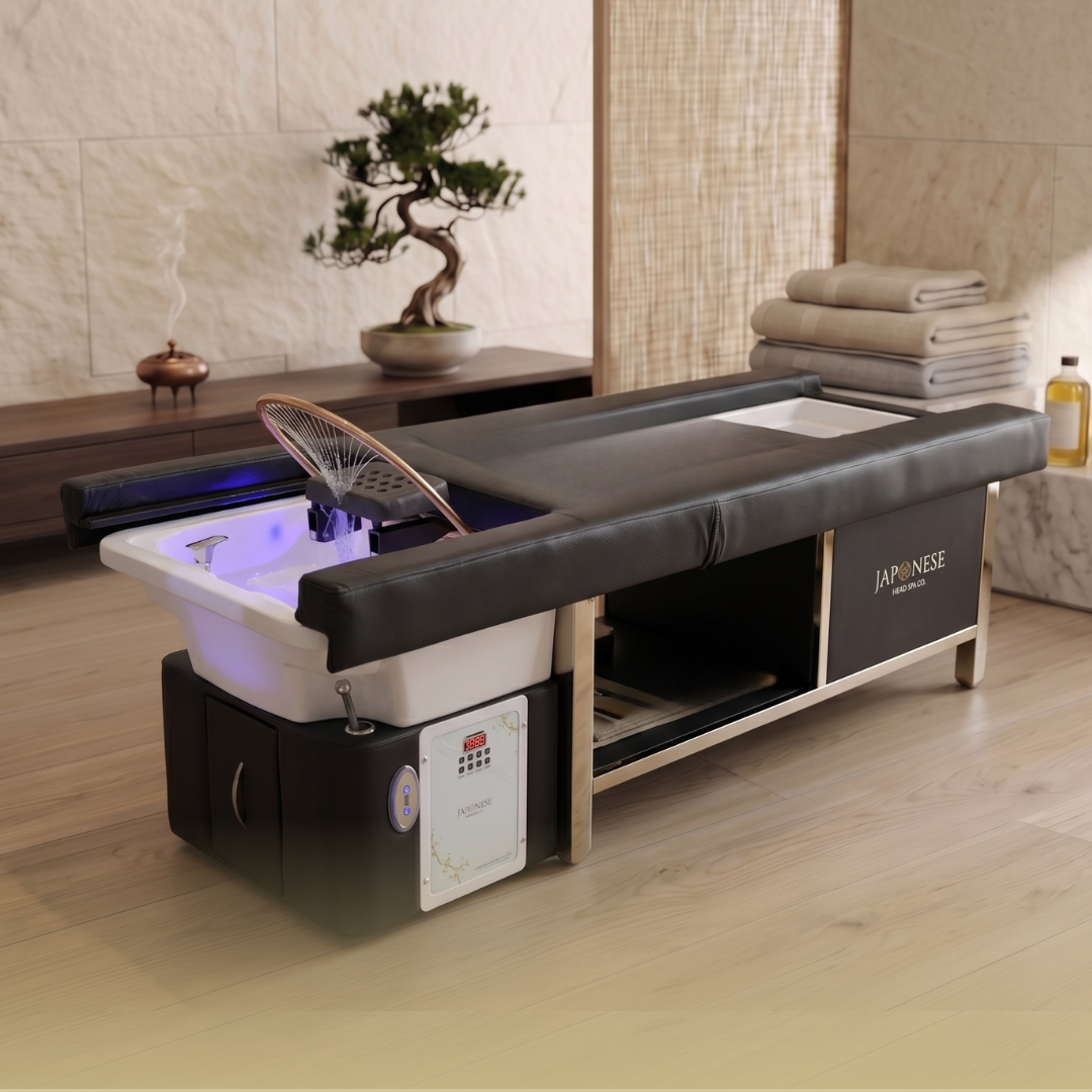 22 Black Full Japanese Head Spa Bed with Integrated Foot Spa – PLUMBED