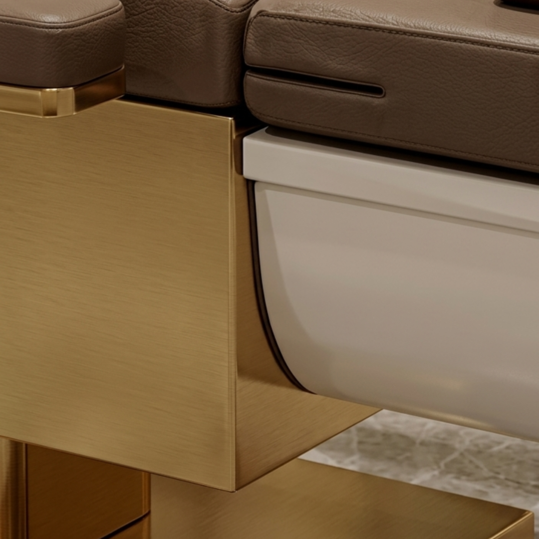 Japanese Head Spa Fawn Full Bed with integrated Foot Spa  **HEIGHT ADJUSTABLE** with Electric Back Rest - PLUMBED
