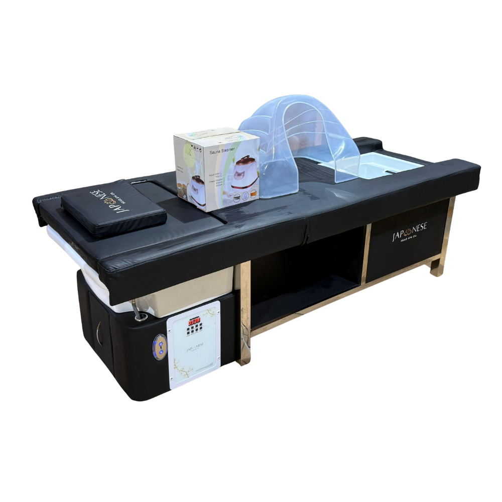 Black Full Japanese Head Spa Bed with Integrated Foot Spa – PLUMBED