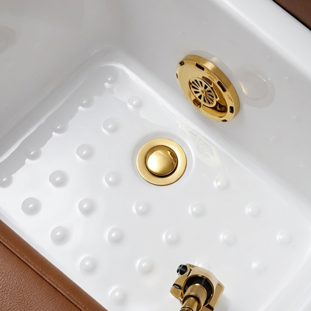 Japanese Head Spa Fawn Full Bed with integrated Foot Spa  **HEIGHT ADJUSTABLE** with Electric Back Rest - PLUMBED