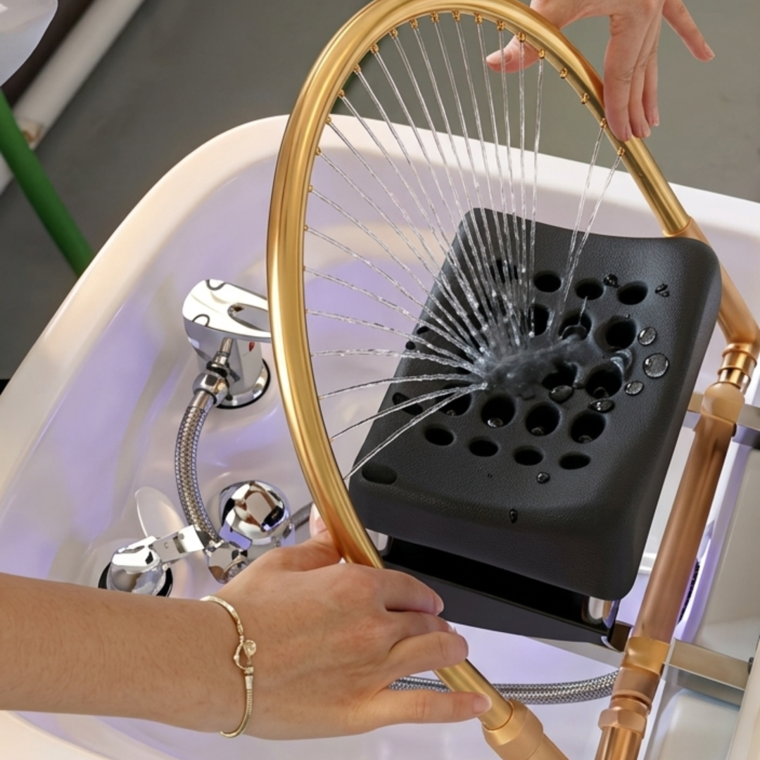 Japanese Head Spa Fawn Full Bed with integrated Foot Spa  **HEIGHT ADJUSTABLE** with Electric Back Rest - PLUMBED