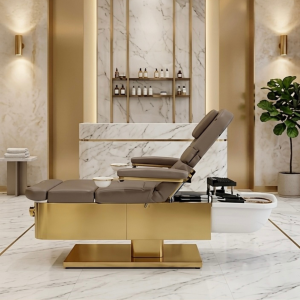 1 Japanese Head Spa Fawn Full Bed with integrated Foot Spa **HEIGHT ADJUSTABLE** with Electric Back Rest - PLUMBED