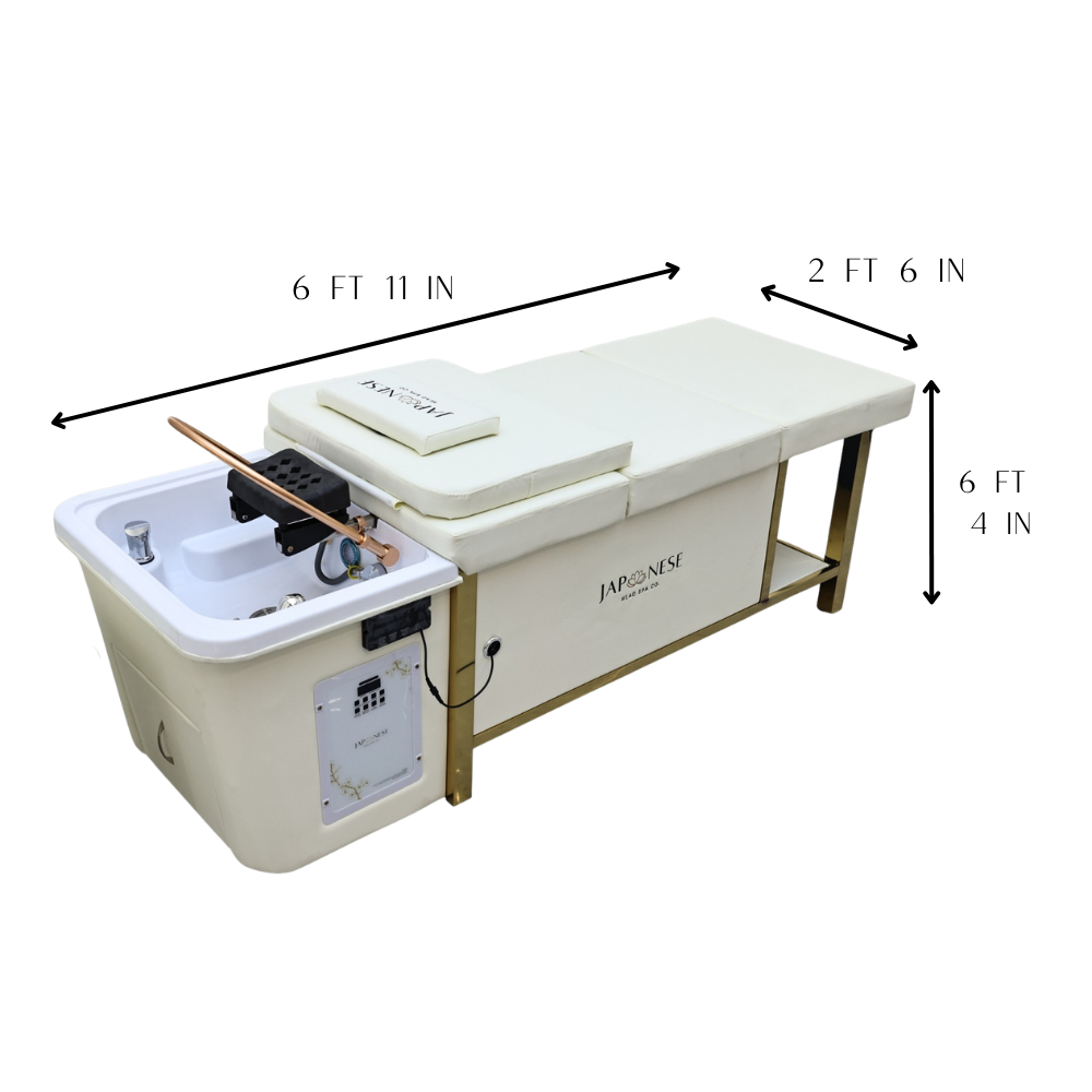 Japanese Head Spa Cream Full Bed Unit with Gold Frame - NON PLUMBED - NO WATER CONNECTION NEEDED