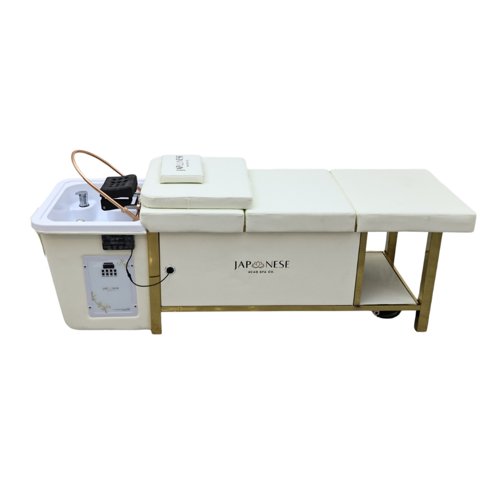 Japanese Head Spa Cream Full Bed Unit with Gold Frame - NON PLUMBED - NO WATER CONNECTION NEEDED