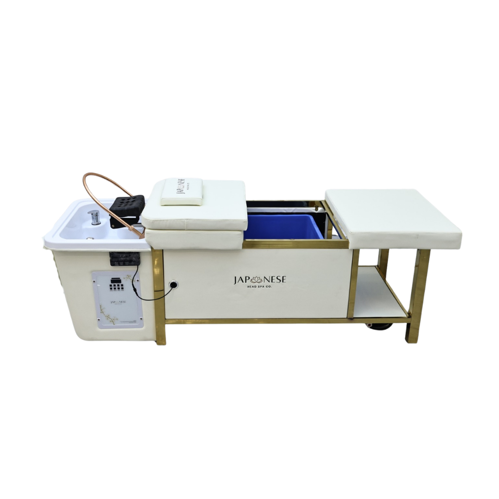 Japanese Head Spa Cream Full Bed Unit with Gold Frame - NON PLUMBED - NO WATER CONNECTION NEEDED