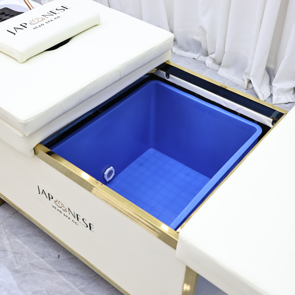 Japanese Head Spa Cream Full Bed Unit with Gold Frame - NON PLUMBED - NO WATER CONNECTION NEEDED