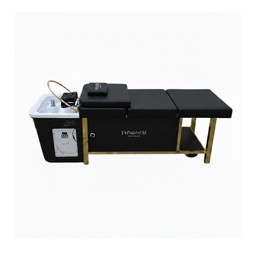 Japanese Head Spa Black Full Bed Unit with Gold Frame- NON PLUMBED - NO WATER CONNECTION NEEDED
