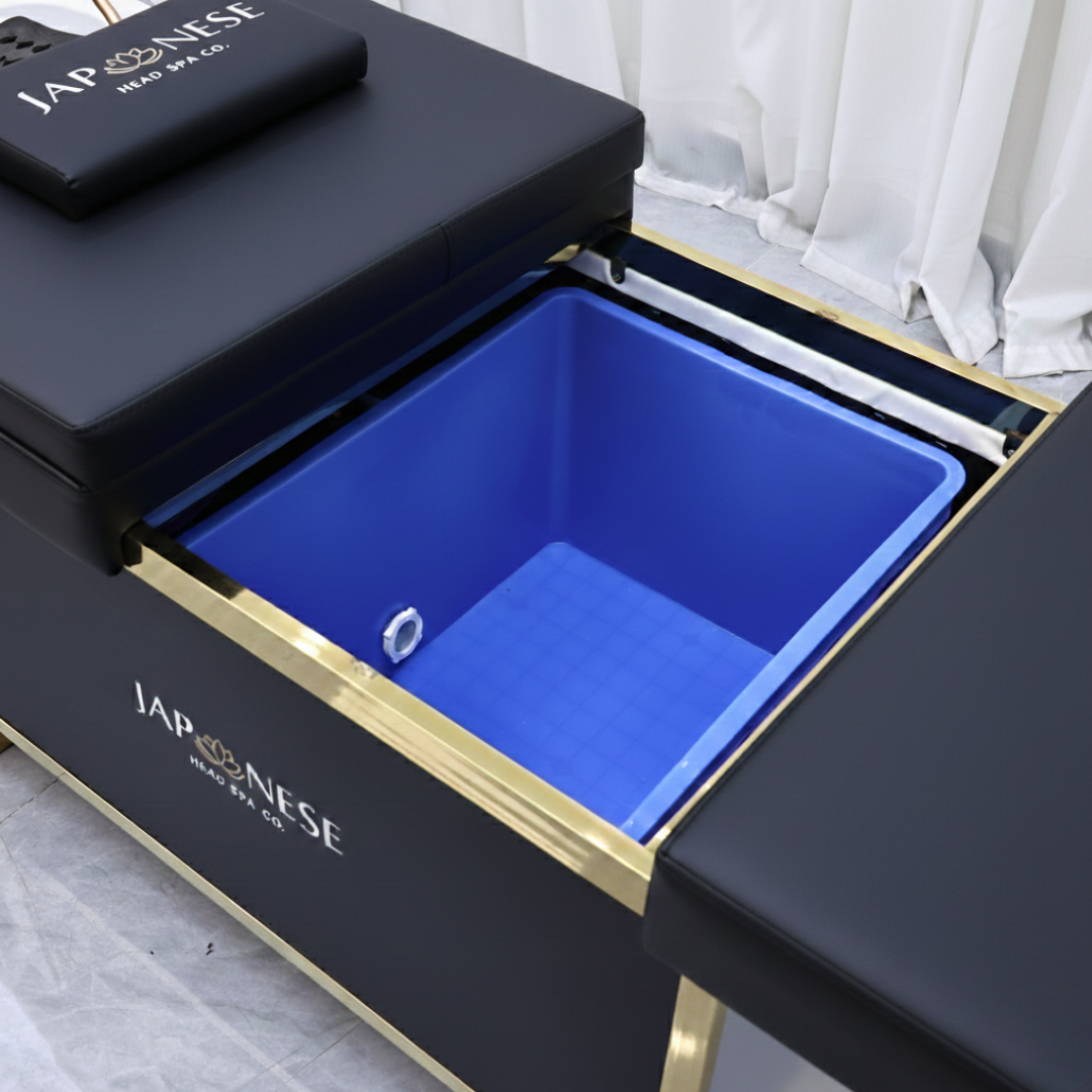 Japanese Head Spa Black Full Bed Unit with Gold Frame- NON PLUMBED - NO WATER CONNECTION NEEDED