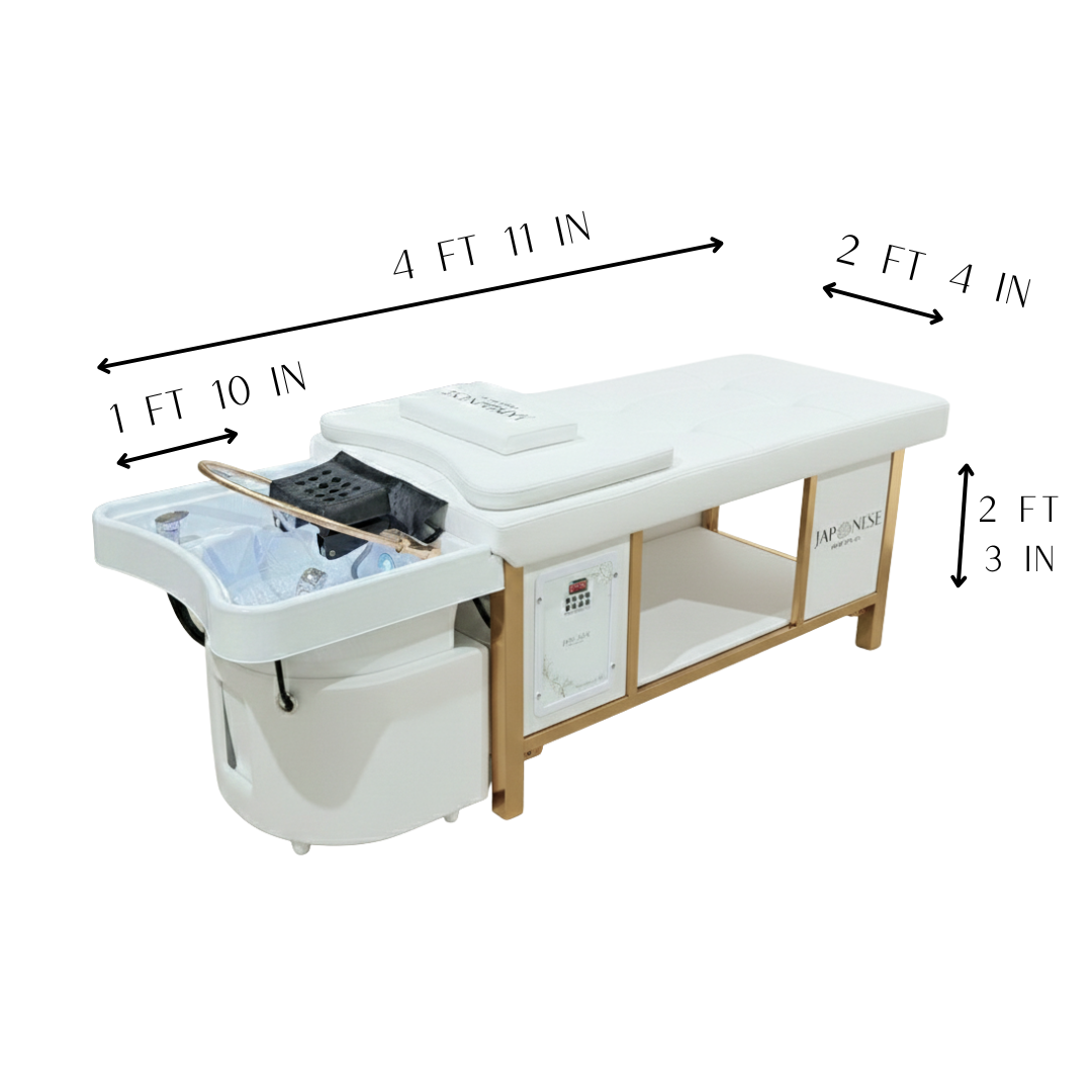 Japanese Head Spa White Full Bed Hybrid Unit with Gold Frame- PLUMBED