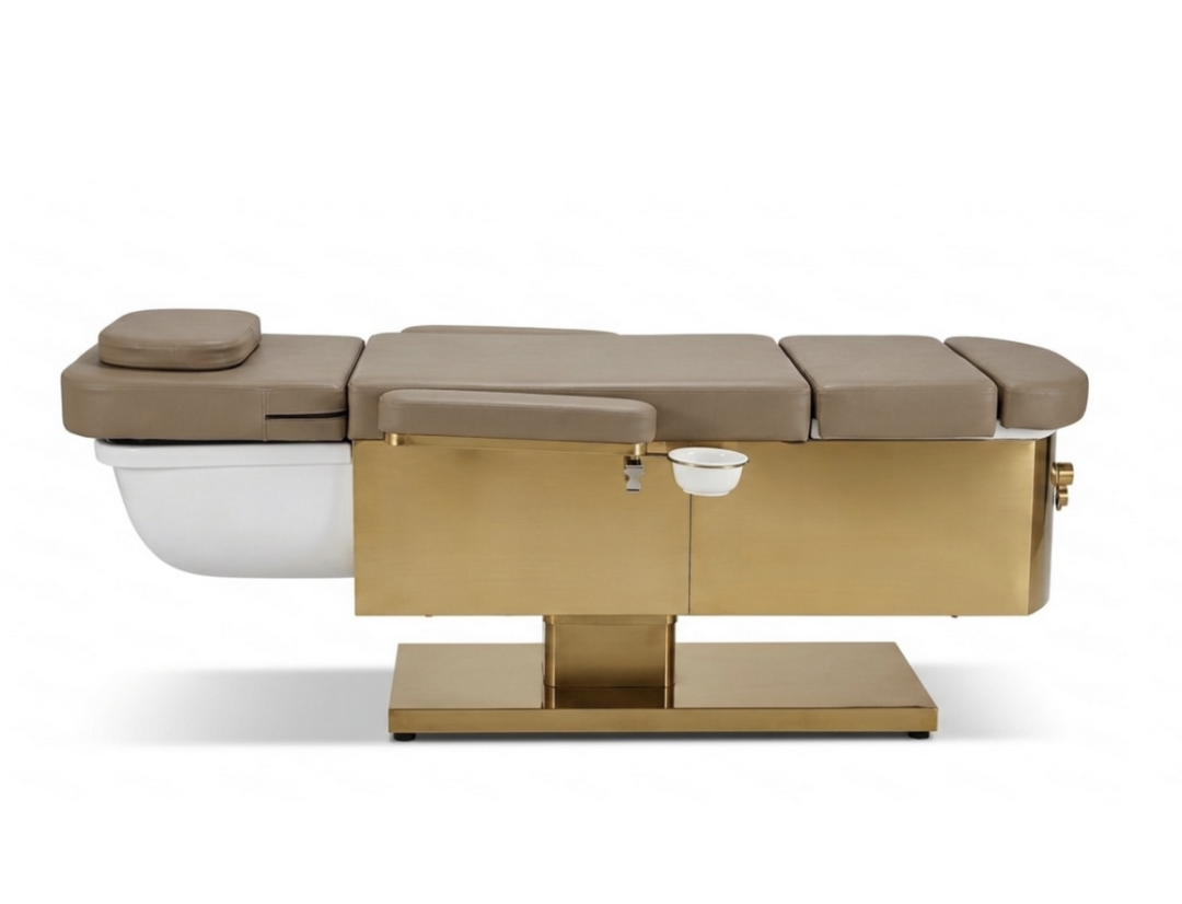 Japanese Head Spa Fawn Full Bed with integrated Foot Spa  **HEIGHT ADJUSTABLE** with Electric Back Rest - PLUMBED