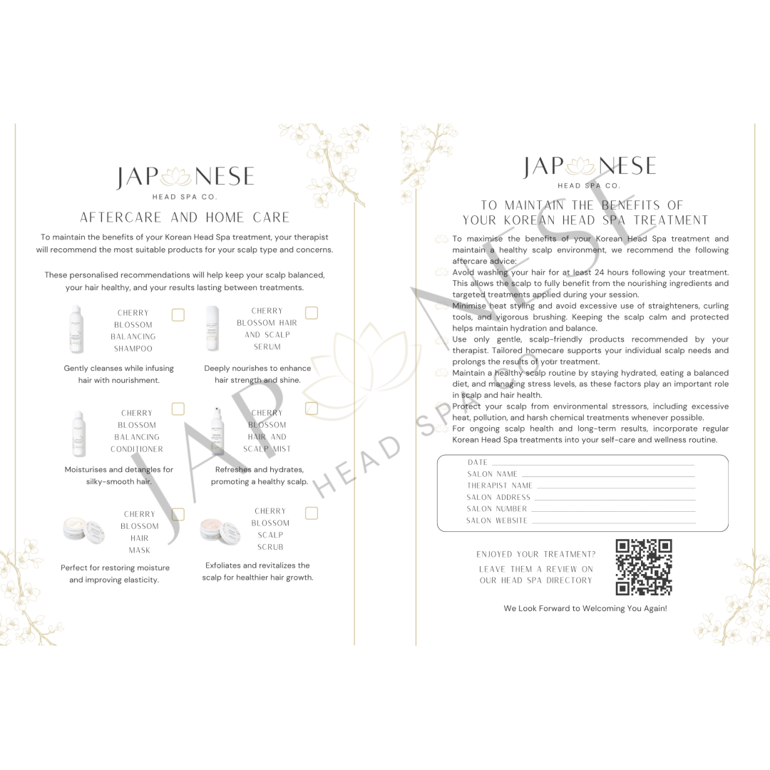 korean head spa after care Korean Head Spa Aftercare Leaflet