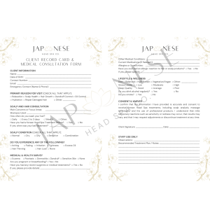 korean head spa client record Korean Head Spa Client Consultation Form