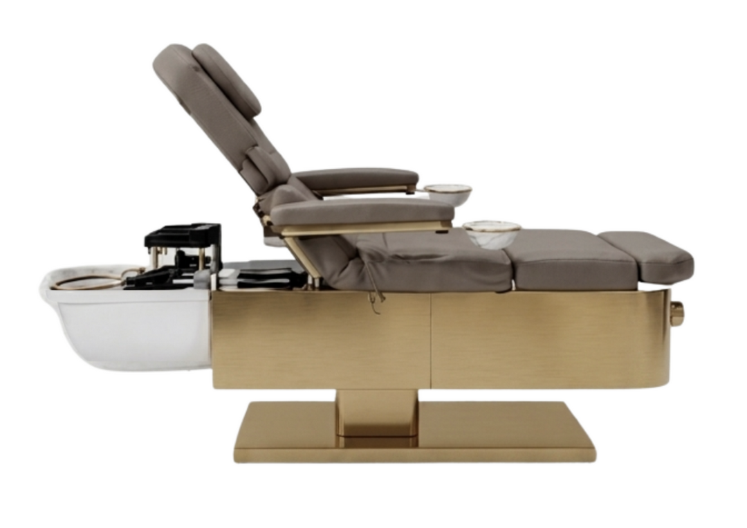 Japanese Head Spa Fawn Full Bed with integrated Foot Spa  **HEIGHT ADJUSTABLE** with Electric Back Rest - PLUMBED