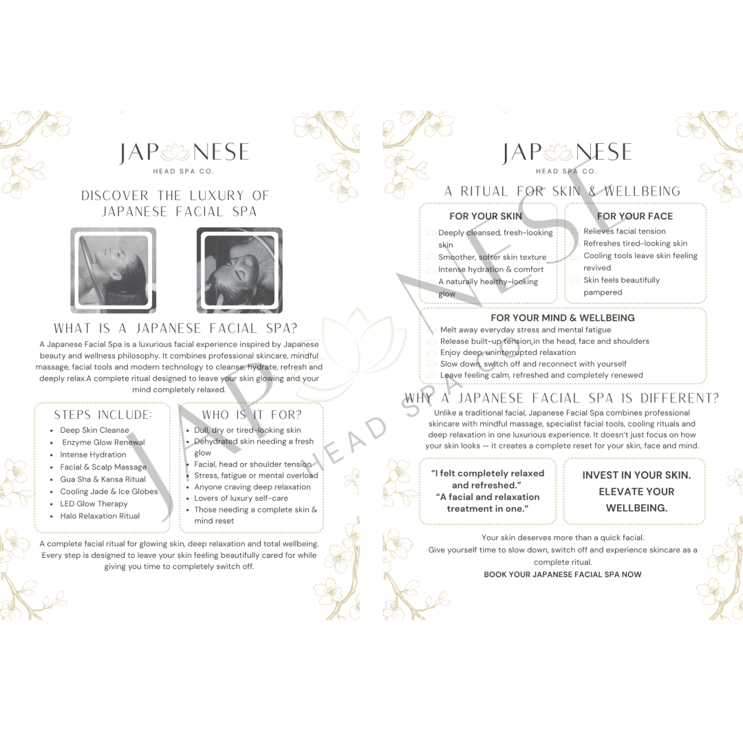 japanese facial spa information leaflet japanese facial spa information leaflet