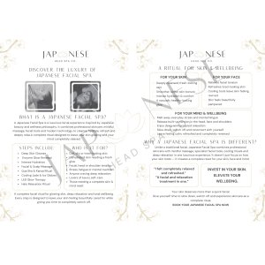 japanese facial spa information leaflet